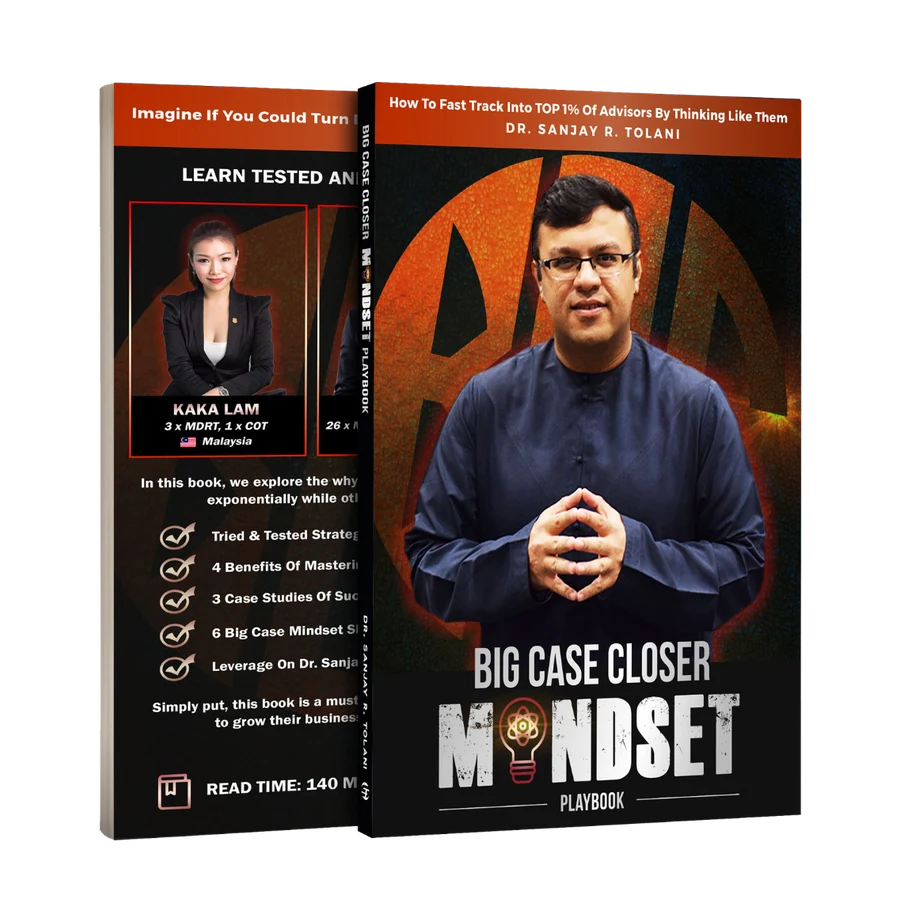 Book cover mockup for Big Case Closer Mindset by Dr. Sanjay Tolani