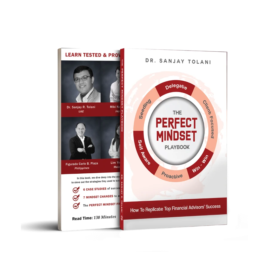 Book cover mockup for The Perfect Mindset Playbook - Red by Dr. Sanjay Tolani