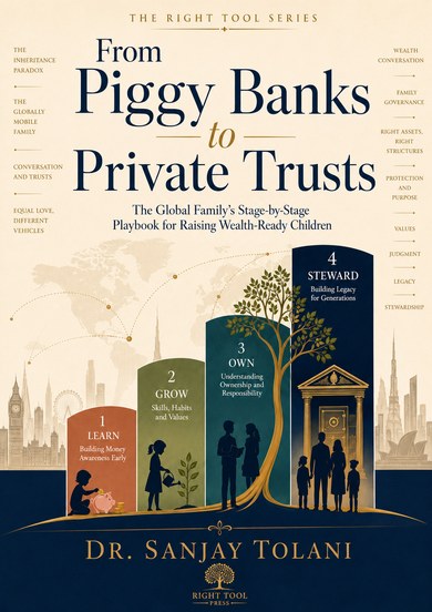 A5 cover of From Piggy Banks to Private Trusts by Dr. Sanjay Tolani